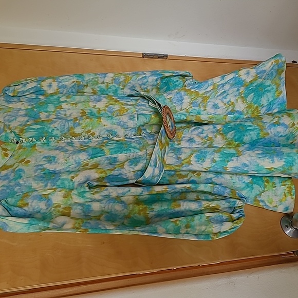 Zimmermann High Tide Buttoned mini dress sz 1 Aqua Ikat Floral - Picture 7 of 13